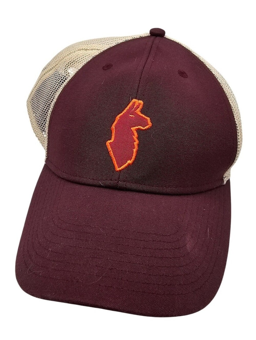Cotopaxi Llama Snapback Trucker Hat in maroon